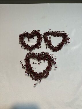 Heart-Shaped Berry Wreath Trio - Red Holiday Decor